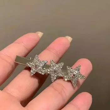 Заколки для волос Y2k Stars с полными стразами для женщин, милые девичьи заколки, металлический зажим-уточка, украшение для челки на лбу, головной убор