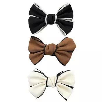 Заколки-когти для волос с бантом для женщин, двухсторонние, большие, атласные, без когтей, акула, бант для волос, заколка для волос Ac F8U6 Black-One size