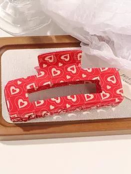 Заколки-крабы для волос в форме красных сердечек ко Дню святого Валентина, заколки для волос из ацетата для женщин и девочек, розовые заколки-крабы для волос, красные заколки для волос, сильная фиксация