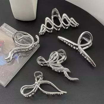 Заколки с металлической серебряной ручкой, изысканная заколка-акула, большая заколка-коготь для волос, модные аксессуары для волос для женщин, головные уборы аметист