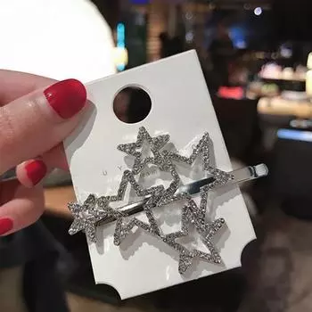 Заколки со звездами и стразами, заколки для волос со звездами и заколками для волос, зажим для челки, заколка для волос с полой звездой, заколка для волос с геометрическим рисунком, металлическая заколка для волос B