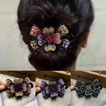 Заколки Темпераментный Простой Милый Стразы Цветочный Аксессуар Зажим Утконос 9*6cm