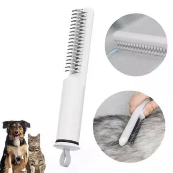 Закругленная ручка для кошек, расческа с открытым узлом, двухсторонняя расческа для распутывания шерсти домашних животных, для линьки белый