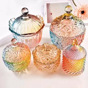 Закрытая бытовая банка для хранения, хрустальная банка для конфет с крышкой, творческая личность, модная маленькая изящная стеклянная тарелка для фруктов