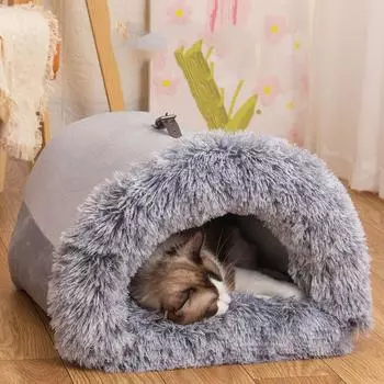 Закрытая теплая кровать для собак для маленьких и средних собак, складная водонепроницаемая пещера для собак, съемная корзина-гнездо для кошек, товары для домашних животных M