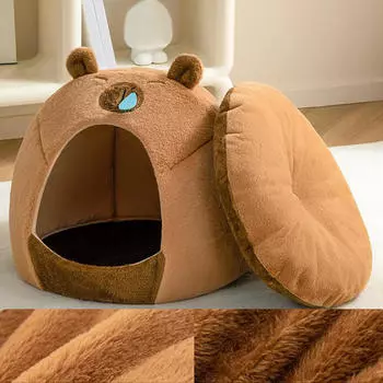 Закрытое гнездо для кошек, домик для собак в форме капибалы со съемным основанием L