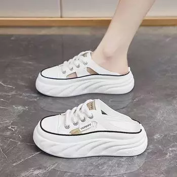 Закрытые полутапочки женская летняя одежда новые полые дышащие не устающие ноги обувь на платформе для беременных женщин 35