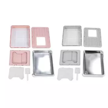 Закрытый кошачий туалет из нержавеющей стали с большим ящиком, устойчивый к запахам, с защитой от брызг, складной для кошек Peach Pink