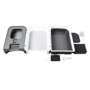 Закрытый кошачий туалет с большим пространством, устойчивый к беспорядку, удаляющий запахи, дизайн ящика, портативный кошачий туалет