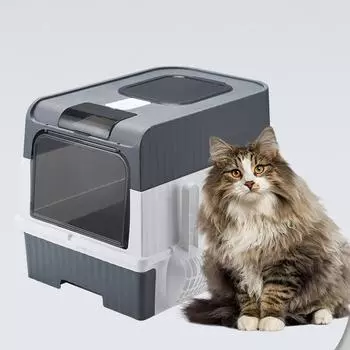 Закрытый кошачий туалет, водонепроницаемый, туалет для домашних животных с совком для уборки кошачьих принадлежностей розовый