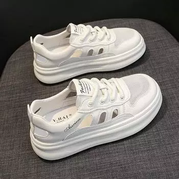 Закрытый носок спортивные сандалии женские ажурные дышащие туфли Coros летние новые толстые подошвы кожа сетка легкая обувь Borad 35