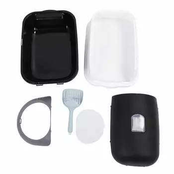 Закрытый пластиковый лоток для кошек очень большой, устойчивый к запахам, легко моющийся, крытый лоток для котят с чёрный