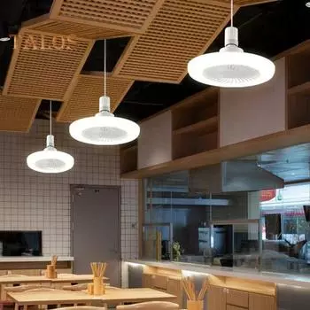 Закрытый потолочный вентилятор с подсветкой, пультом дистанционного управления, 3 режима скорости, малошумный, энергосберегающий, мини-безлопастной потолочный вентилятор E27, светодиодная лампа белый