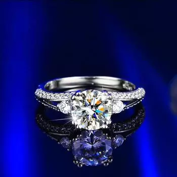 Закрытый рот мода женское классическое имитация муассанита один карат бриллиантовое кольцо сердца и стрелы 10