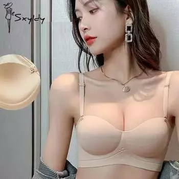 Закрытый спереди бюстгальтер для женщин, бюстгальтер с v-образным вырезом, бесшовный бюстгальтер пуш-ап высокого качества, большие размеры 34/75 бежевый