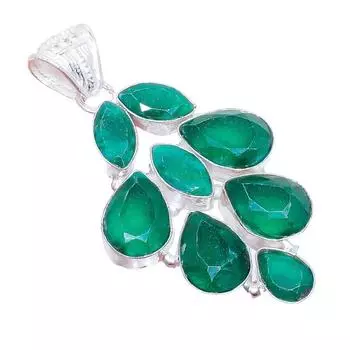 Zambian Mines Emerald Gemstone 925 Sterling Silver Jewelry Pendant 2.3 AH-3392 2.17 зелёный