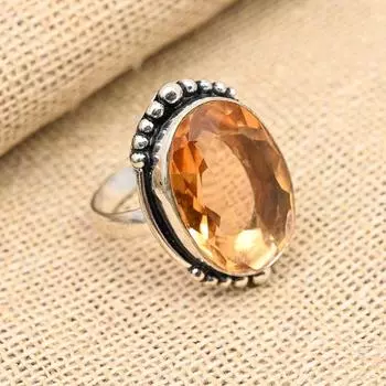 Замечательное ювелирное кольцо ручной работы из стерлингового серебра 925 пробы с морганитом 4 оранжевый