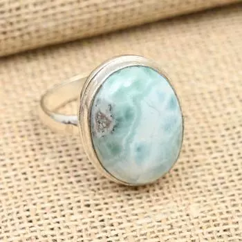 Замечательное ювелирное кольцо ручной работы из стерлингового серебра 925 пробы с драгоценным камнем Ларимар 4 синий