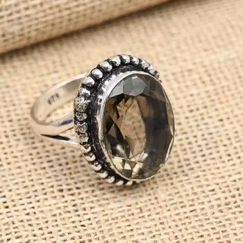 Замечательное ювелирное кольцо ручной работы из стерлингового серебра 925 пробы с дымчатым топазом и драгоценным камнем 4 оранжевый