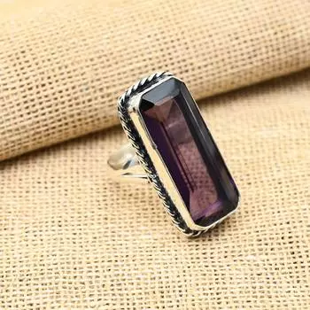 Замечательное ювелирное кольцо ручной работы из стерлингового серебра 925 пробы с аметистом и драгоценным камнем для нее 4 фиолетовый