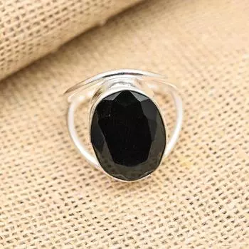 Замечательное ювелирное кольцо ручной работы из стерлингового серебра 925 пробы с черной шпинелью и драгоценным камнем 4 чёрный