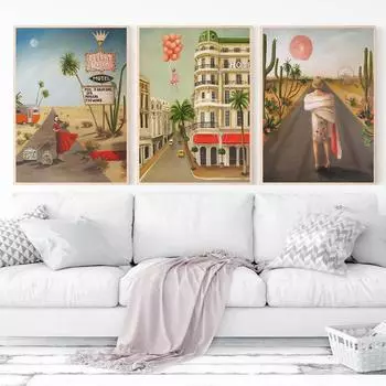 Замечательные садовые фрески, украшение стен гостиной мотеля Desert Queen, искусство 21cm30cm NoFrame