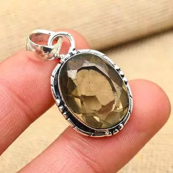 Замечательный дымчатый топаз, драгоценный камень ручной работы, стерлинговое серебро 925 пробы, ювелирный кулон для свадебного подарка