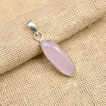Замечательный розовый драгоценный камень халцедон из стерлингового серебра 925 пробы, ювелирный кулон ручной работы 1.75 Inches розовый