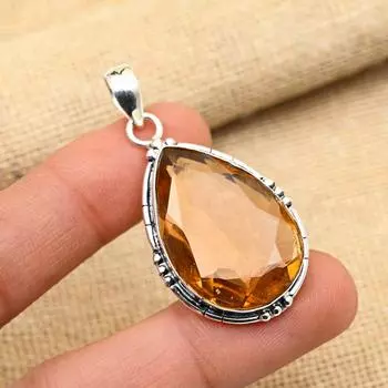 Замечательный ювелирный кулон из стерлингового серебра 925 пробы ручной работы с морганитом ручной работы для нее 2 Inches оранжевый