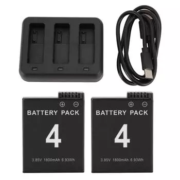 Замена батареи для Osmo Action 3 4 Camera 3 Slots Quick Charger 2PCS 1800mAh Battery Type C Cha