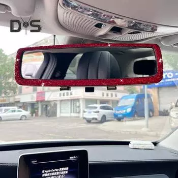 Замена блестящего автомобильного зеркала, интерьерное стекло, стильное автомобильное блестящее украшение, зеркало заднего вида красный