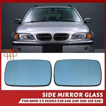 Замена для BMW E46 синего левого и правого бокового стекла автомобиля с подогревом заднего вида 1998-2006