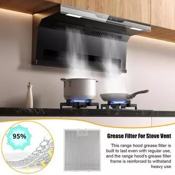 Замена фильтра вытяжки 12,6x10,24 дюйма, алюминиевая сетка, жироулавливающий фильтр для кухни, вытяжной вентилятор, вытяжка, вентиляционный фильтр серебряный