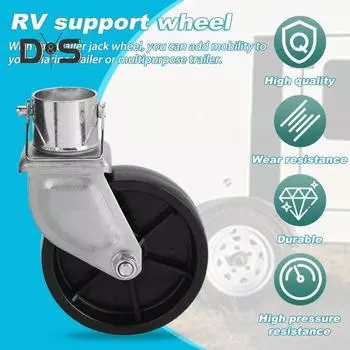 Замена колеса домкрата прицепа со штифтом. Прочная несущая способность. Надежная прочность. Легкость перемещения. Устойчивость к коррозии. Колесо домкрата для прицепа общего назначения. чёрный