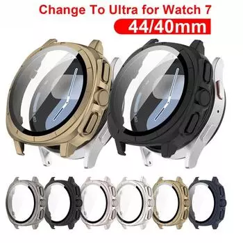 Замена на Ultra Glass Case Shell для Samsung Galaxy Watch 7 44/40 мм PC Case Screen Protector Upgrade для Samsung Galaxy Watch 7 44/40 мм Watch 7 40mm прозрачный