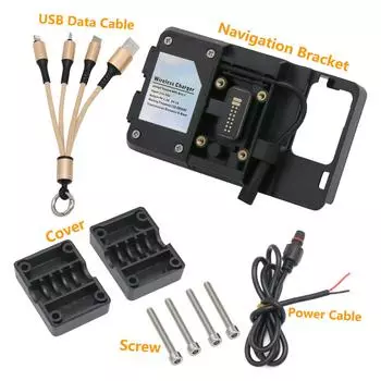 Замена навигационного кронштейна для мобильного телефона с беспроводным зарядным устройством для BMW R1200GS, Honda CRF1000L Africa чёрный
