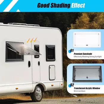 Замена окна для автофургона размером 36 x 20 , окно для выхода из автофургона, окно для фургона с едой, аварийное окно для кемпера с откидным окном чёрный