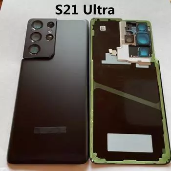 Замена заднего стекла для Samsung Galaxy S21 Ultra SM-G998FD, крышка задней двери аккумулятора с объективом камеры, логотипом CE S21 Ultra sliver CE