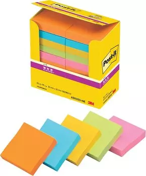 Заметки с сильным клеем, неоновые цвета, 50 x 50 мм, 90 листов x 20 книг Post-It 6502SS-NE