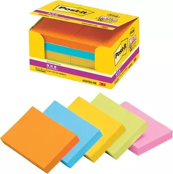 Заметки с сильным клеем, неоновые цвета, 75 x 50 мм, 90 листов x 10 книг Post-It 6561SS-NE