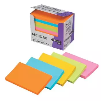 Заметки с сильным клеем, неоновые цвета, 75 x 127 мм, 90 листов x 10 книг Post-It 6551SS-NE