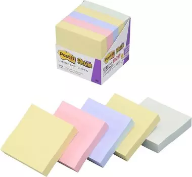 Заметки с сильным клеем пастельные цвета 50 x 50 мм 90 листов x 5 книг Post-It 650-5SSAP