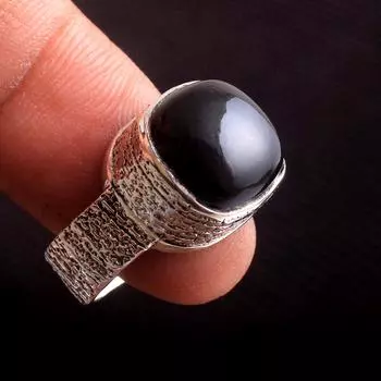 Заметное кольцо из 100% стерлингового серебра 925 пробы с черным ониксом и драгоценным камнем ручной работы 5 чёрный