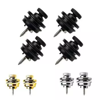 Замки для гитарных ремней с плоской круглой головкой, тяжелые металлические кнопки, защитный ремешок с пуговицами, 2/4 шт. чёрный