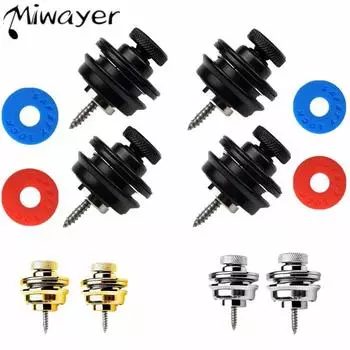 Замки для гитарных ремней с плоской круглой головкой и резиновым блоком, 2/4 шт. чёрный