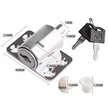 Замки для раздвижных дверей с 2 ключами, защита от кражи, набор защелок для дверных замков CHINA серебряный