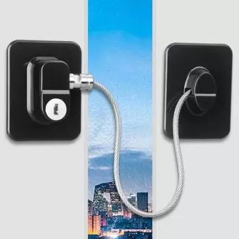 Замок безопасности для окон Yousheng, установка без ударов, функция ограничителя для безопасности детей, ограничитель для раздвижных дверей и окон чёрный