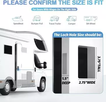Замок для автофургона, цельнометаллический дверной замок для кемпера, переносной входной дверной замок для автофургона со встроенным засовом для кемпера, прицепа для перевозки лошадей, грузового тягача чёрный