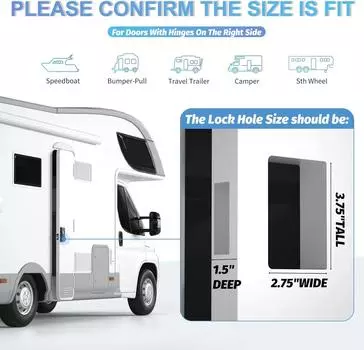 Замок для автофургона, портативная защелка для ручки двери кемпера со встроенным засовом, противоугонный металлический замок для двери кемпера для кемпера, грузового автомобиля белый