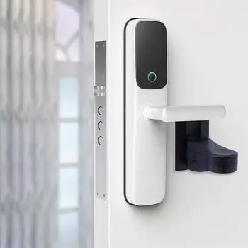 Замок для безопасности ребенка, устройство против открытия детской двери, без перфорации, ручка двери с защитой от кражи, устройство против открытия, пряжка замка с защитой от открытия двери для домашних животных чёрный
